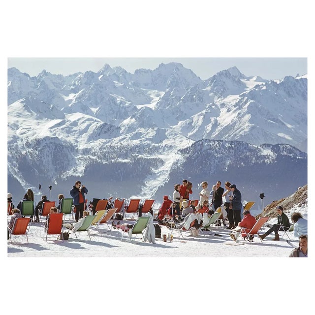 Slim Aarons, Lounging in Verbier, 1964, Estate Stamped Photographic Print For Sale
