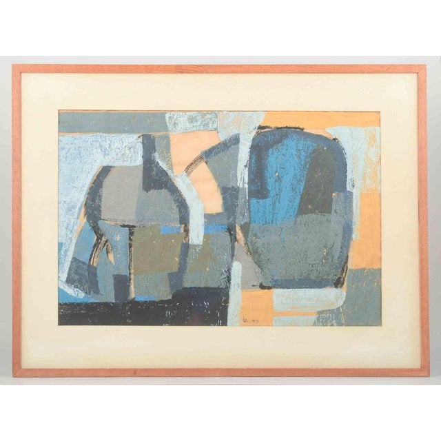 Unknown Scandinavian artist Abstract composition. Mixed media on paper, signed and dated “ie. 57”. Artist: Unknown...