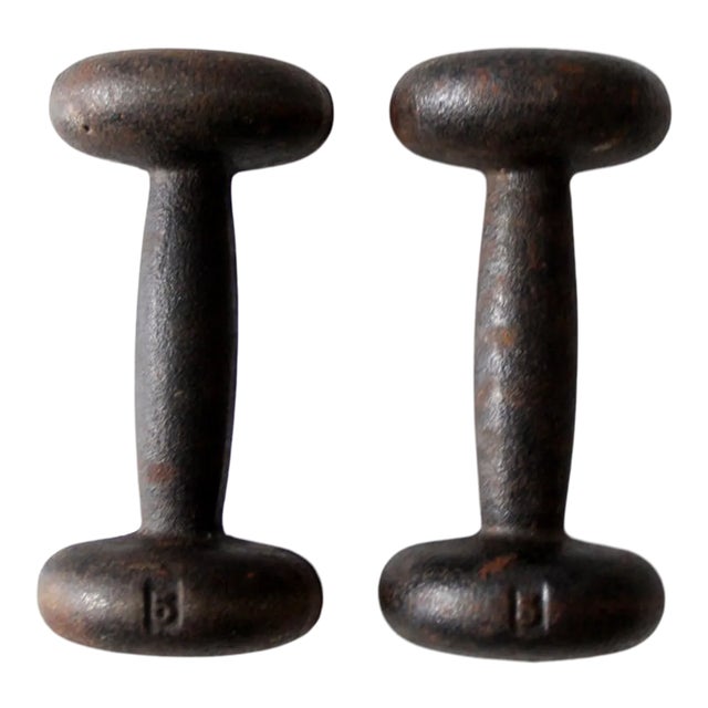 Vintage 5 Lb Hand Weights - a Pair For Sale