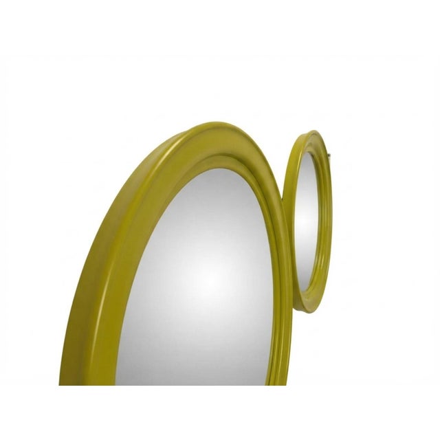 Round Olive Green Mirrors, 1970s, Set of 2 For Sale - Image 3 of 8