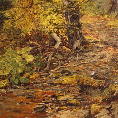 Wooden Landscape, 19th Century, Oil on Canvas, Framed For Sale - Image 6 of 13