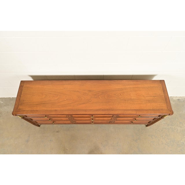 Baker Furniture French Regency Louis XVI Burled Walnut Triple Dresser or Credenza, Circa 1960s For Sale - Image 12 of 15