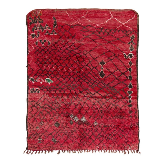 Vintage Moroccan Berber Shag Wool Rug With Diamond Grid by Rug & Kilim, 1950-1959 For Sale