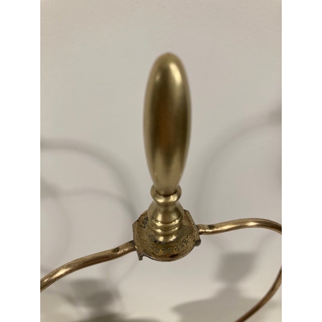 White Mid 20th Century Columnar Frosted Glass and Brass Table Lamps - A Pair For Sale - Image 8 of 9