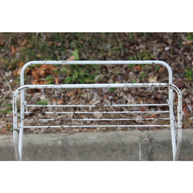 Mid-Century Modern Vintage White Metal Foldable Table, 1970s For Sale - Image 3 of 18
