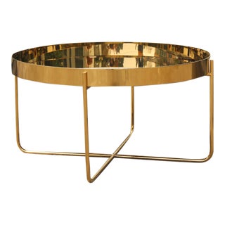 Habibi Round Polished Brass Side Table For Sale