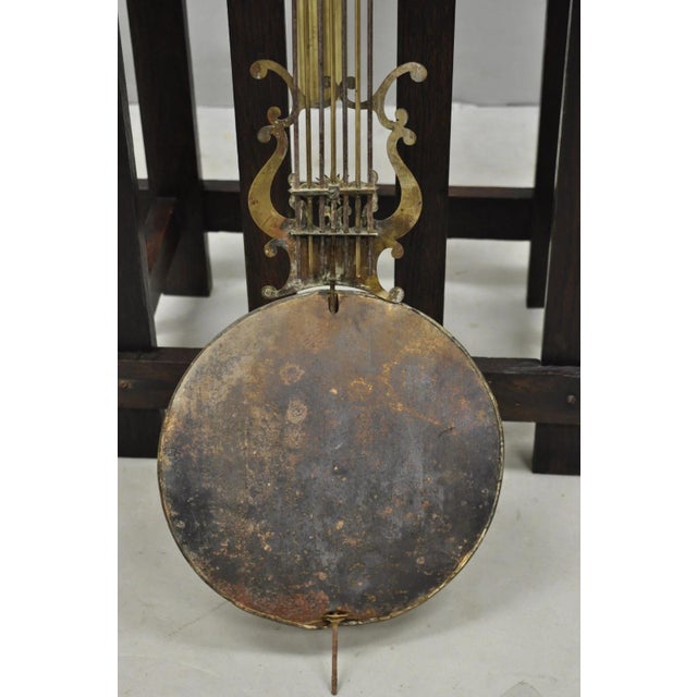 Antique Mission Arts and Crafts Oak Wood Tall Case Grandfather Clock For Sale - Image 16 of 17