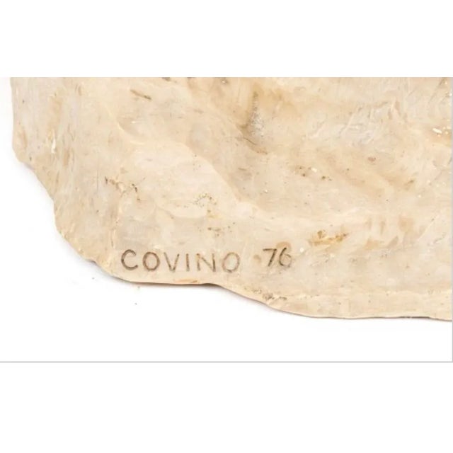 Stone Frank Covino Leonardo Da Vinci Bust 1976 Large Cast Stone Sculpture For Sale - Image 7 of 7