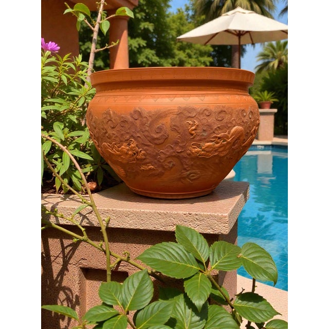 Large Dragon Terracotta Pot Garden Planter For Sale - Image 12 of 12