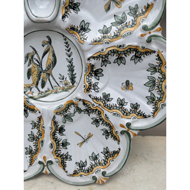 French Faience Oyster Birds Plate Saint Clement, Circa 1890 For Sale In Austin - Image 6 of 7
