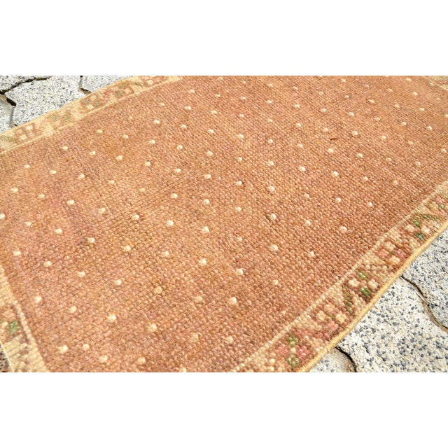 1960s Vintage Polka Dot Pattern Brown Rug For Sale - Image 4 of 7