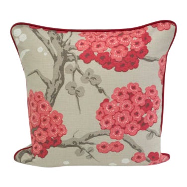 Osborne And Little Red Cherry Blossom Throw Pillow Cover Chairish