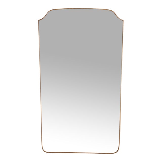 Large Curved Top Brass Frame Mirror No. 01, Italy 1970s For Sale