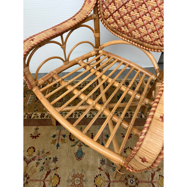 Red GreenRow Clara Wicker Chair + Plaid Cushion For Sale - Image 8 of 12