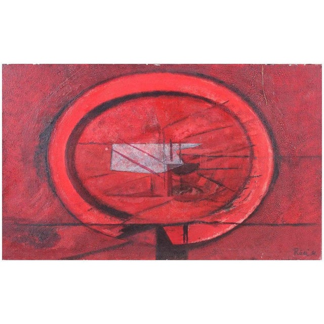 1960s Rudi Olsen, Red Composition, Oil on Canvas, 1961 For Sale - Image 5 of 5