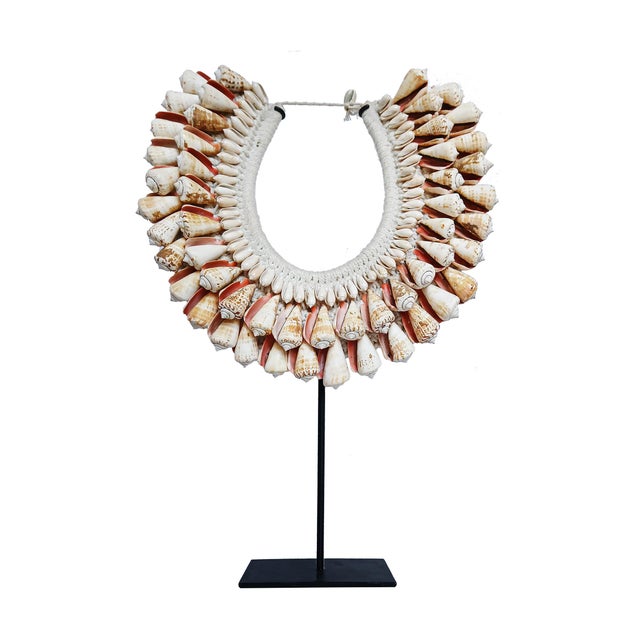 Wood Cone Shell Necklace on Stand, Papua New Guinea, Contemporary For Sale - Image 7 of 16