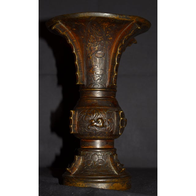 Antique Japanese Bronze Vessel/Vase W/Designs For Sale - Image 10 of 18