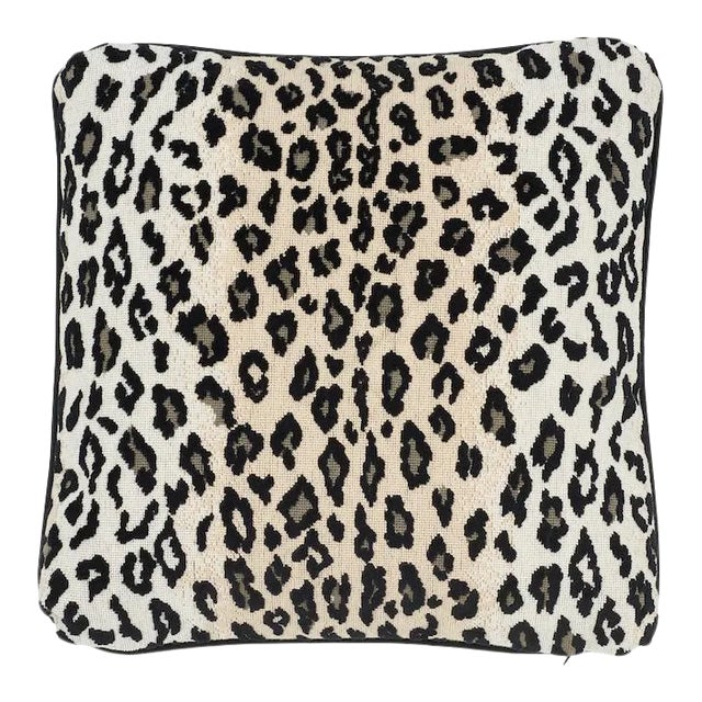 Schumacher Safari Epingle 22" Pillow in Snow Leopard For Sale