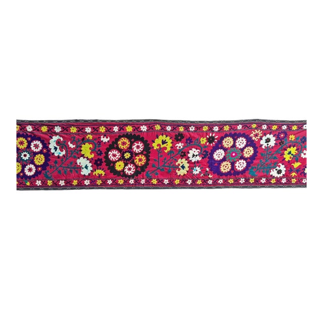 Colorful Vintage Suzani Runner Textile For Sale