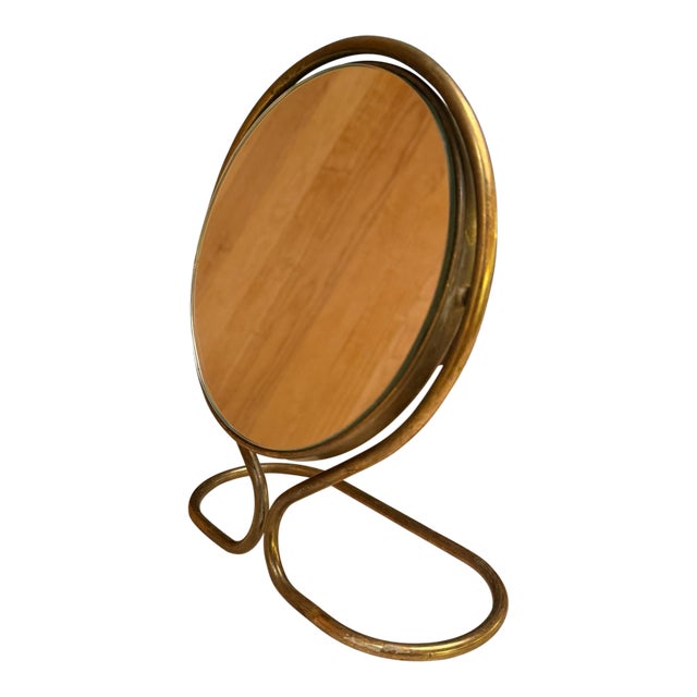 Vintage Brass Swivel Vanity Mirror Hollywood Regency Mid Century Era For Sale
