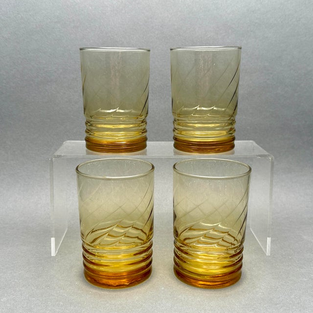 Vintage Mid-Century Modern Libbey “Malibu Gold” Amber Juice Glasses - Set of 4 For Sale In New York - Image 6 of 9