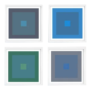 Modern Cool Tones Geometric Prints Unframed - Set of 4