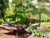 This is a lovely rustic unframed oil painting featuring a wooded landscape. It's impressionistic in style, perhaps a...