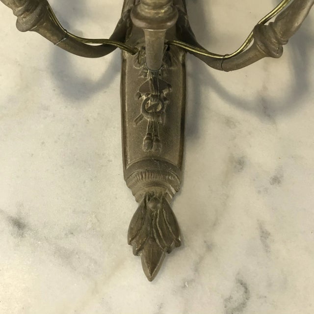 Pair Early 20th Century French Bronze Sconces For Sale - Image 9 of 11
