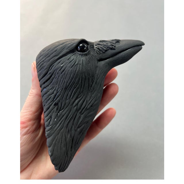 Ceramic Karla Walter Ceramic Wall Sculpture of Crow #15 2023 For Sale - Image 7 of 12