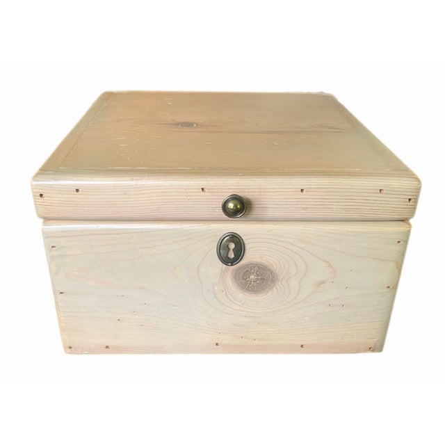 Handsome Gustavian birch box with quality brass hardware. Marked with numbers on bottom. Circa 19th century.