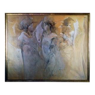 Jurgen Gorg "Ensemble Iv" Acrylic on Canvas Custom Framed Hand Signed For Sale