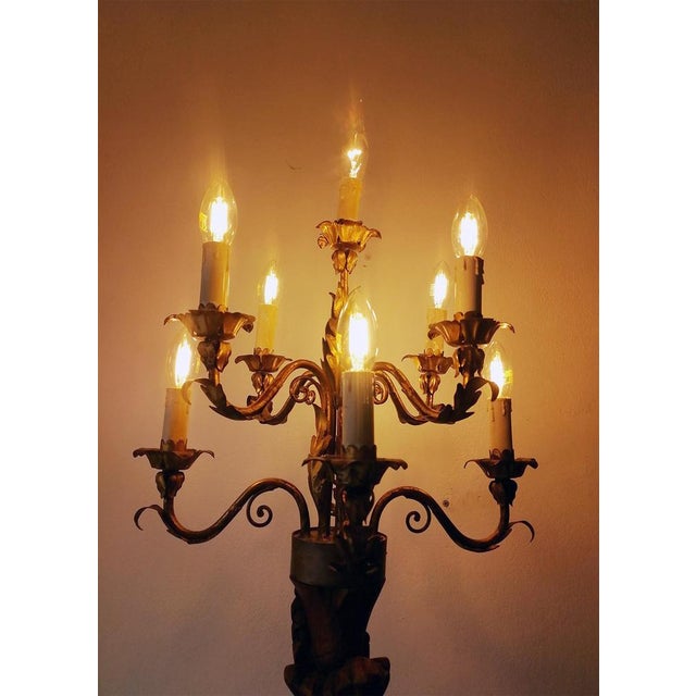 Large Florentine Italian Torchere with Nubian Carved Wood For Sale - Image 9 of 18