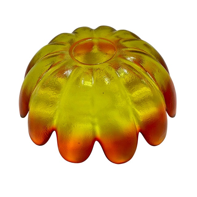 Indiana Glass Amberina 12-Petal Lotus Salad Bowl For Sale - Image 9 of 11