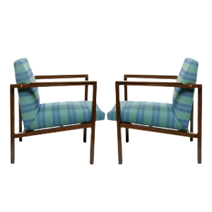 Edward Wormley Walnut Open-Arm Lounge Chairs - a Pair