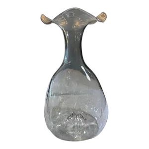 Mid 20th Century Eva Zeisel Hand Blown Crystal Vase With Ruffled Lip