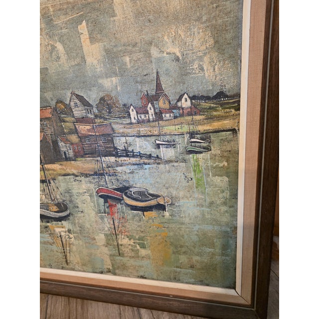 Mid Century Modern Harbor Scene in Norfolk by f.j. Dempsey For Sale In San Antonio - Image 6 of 8
