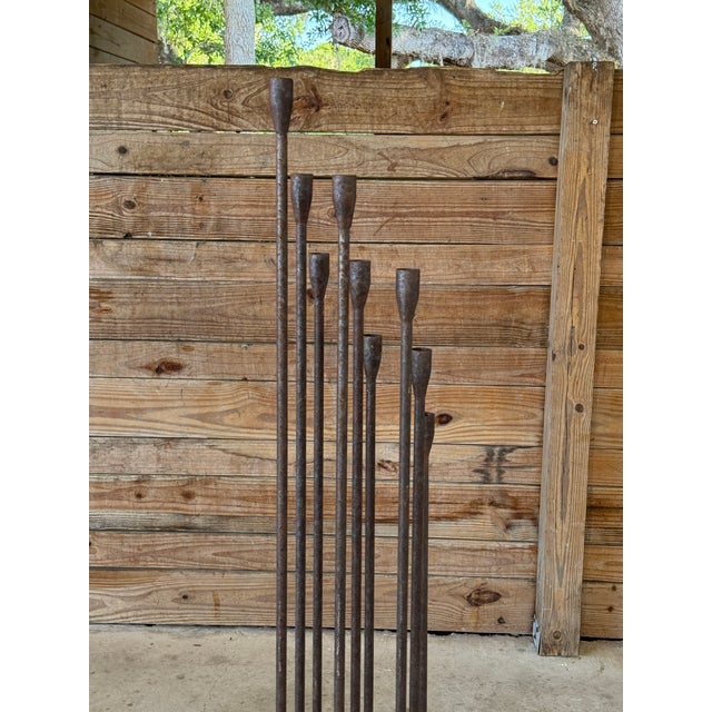 Mid-Century Modern Mid-20th Century Forged Iron Nine-Light Candle Holder in the Manner of Harry Bertoia For Sale - Image 3 of 11