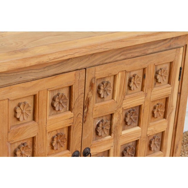 Carved Floral Lotus Buffet Cabinet For Sale In Los Angeles - Image 6 of 10