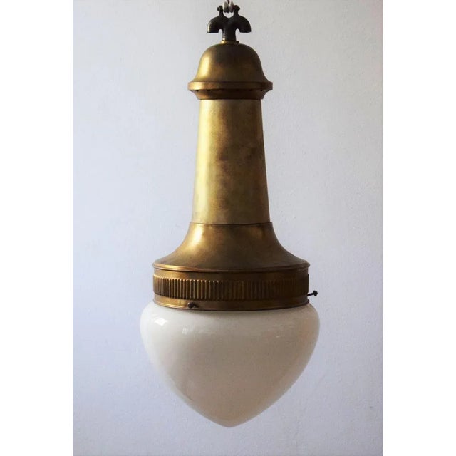 Large Brass Lamp by Otto Wagner for the Steinhof Hospital Vienna For Sale - Image 3 of 8