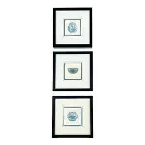 Chinese Blue and White Porcelain Vessel Etchings / Prints Signed and Numbered by Malou Oi Yee Hung - Set of 3