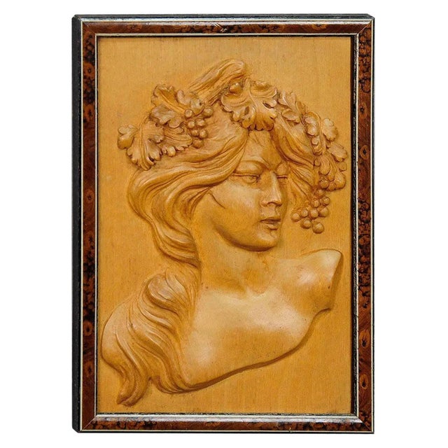 1920s Wooden Carved Victorian Lady Wall Plaque, 1920s For Sale - Image 5 of 5