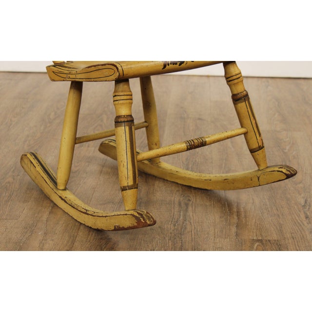 Antique 19tth Century Hand Painted Childs Rocking Chair For Sale - Image 11 of 12