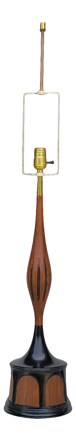 Mid-Century Modern Sculpted Teak & Lacquer Table Lamp by Richard Barr for Laurel