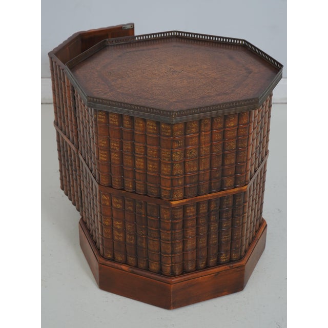 2010s Theodore Alexander Leather Bookspline Bar Lamp Table For Sale - Image 5 of 12