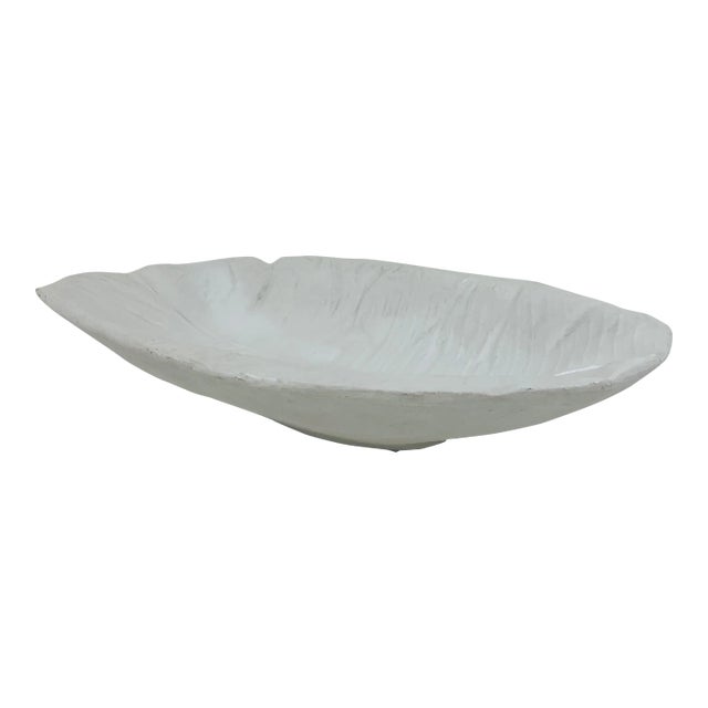 Made Goods Large White Concrete Leaf Obert Bowl For Sale