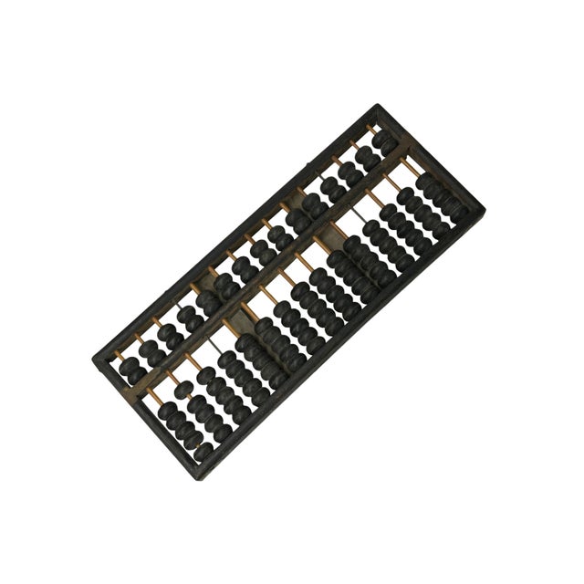 Chinese Vintage Black Wood Abacus Fengshui Paperweight Display For Sale - Image 4 of 10