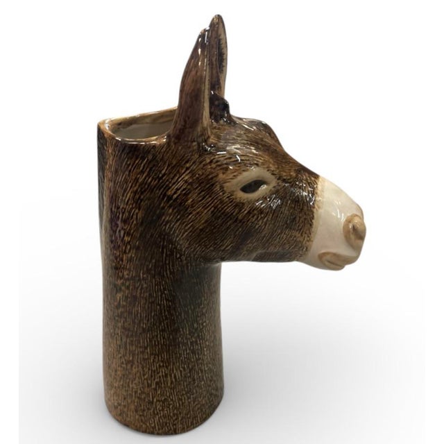 Glazed Ceramic Donkey Head Vase For Sale - Image 4 of 9