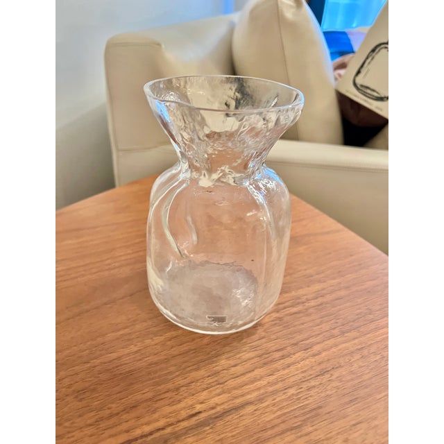 1980s Sea Glasbruk Blomknyte Etched Swedish Art Glass Vase (Original Box) For Sale - Image 4 of 5