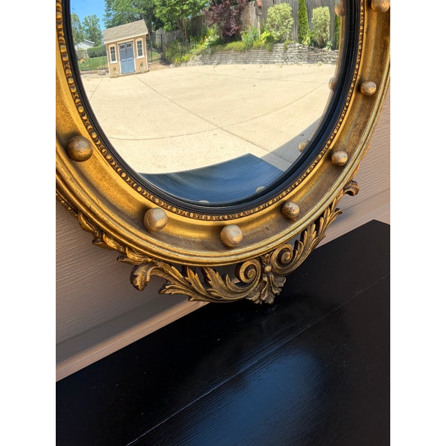 Gold Antique 19th Century American Federal Giltwood Eagle Bullseye Convex Mirror For Sale - Image 8 of 11