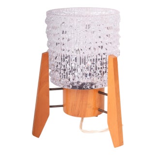 Mid-Century Table Lamp in Beech by Drevo Humpolec, Czech, 1960s For Sale